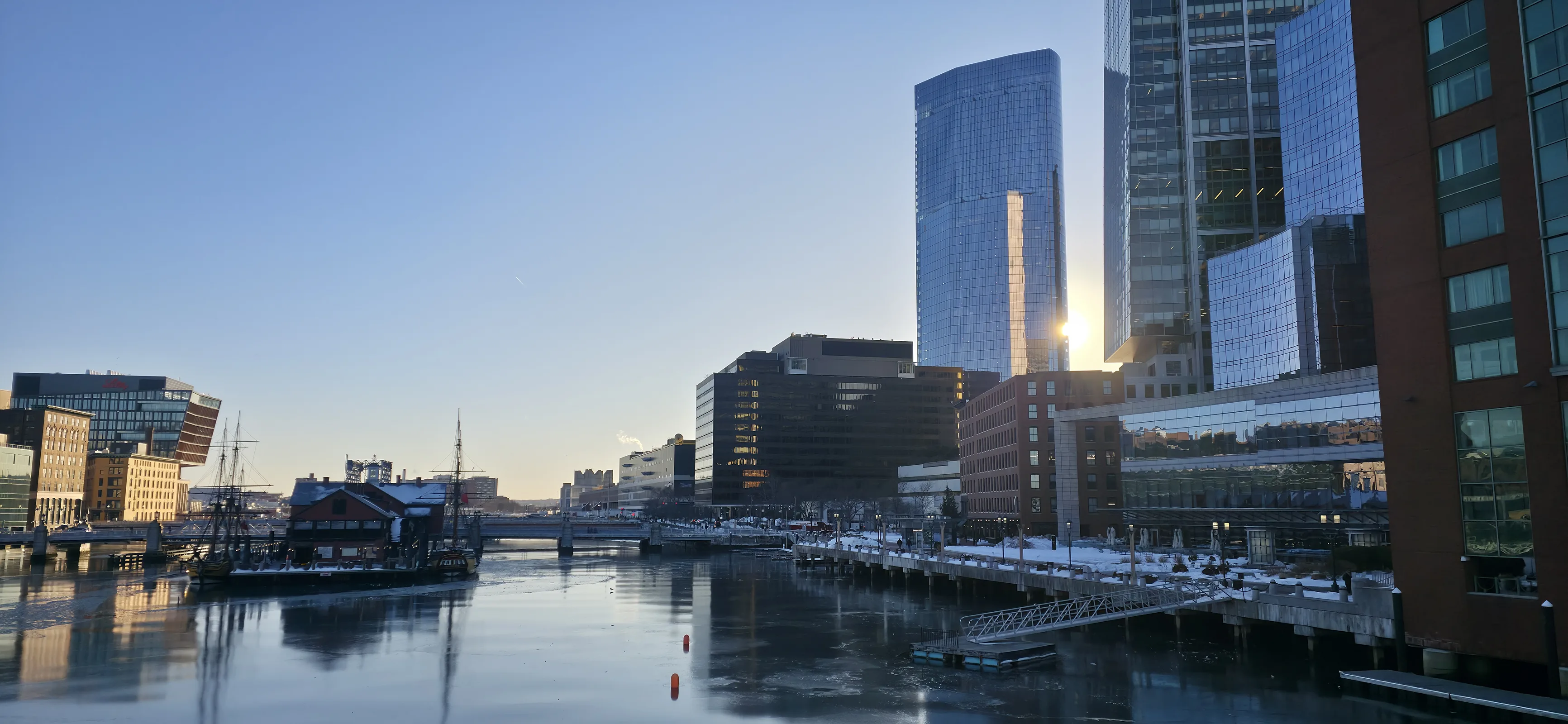 View down the river from the bridge